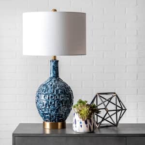 Tucson 28 in. Blue Bohemian Table Lamp, Dimmable