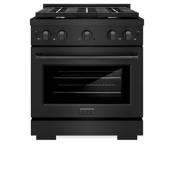 ZLINE Kitchen and Bath Paramount 30 in. 4-Burner Dual Fuel Range with Convection Oven in Black Stainless Steel