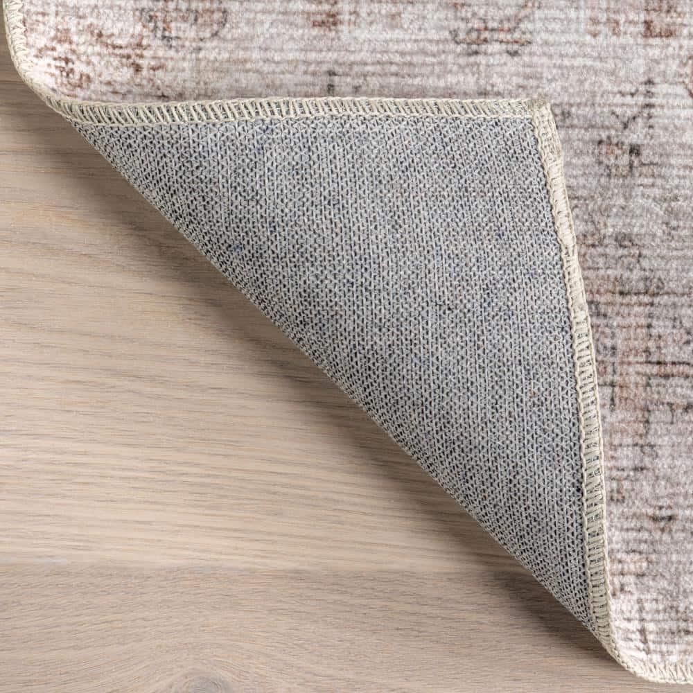 Alona Light Beige and Brown Synthetic Medallion 9' x 12' Area Rug
