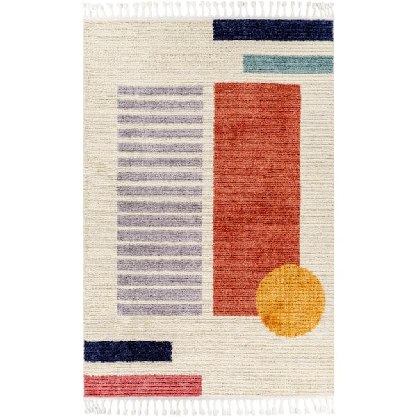 Livabliss Russell Cream/Red 9 ft. x 12 ft. Abstract Indoor Area Rug