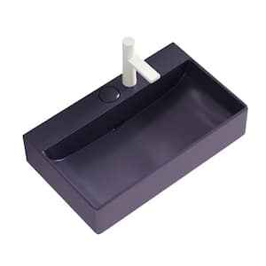 24 in. W Purple Ceramic Bathroom Sink without Cabinet with Drain Control, 1-Faucet Hole