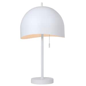 Henlee 21.25 in. Matte White Table Lamp with Matte White Metal Shade and Pull Chain Switch