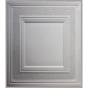 Dimensions 2 ft. x 2 ft. Matte White Lay-in Tin Ceiling Tile for T-Grid Systems