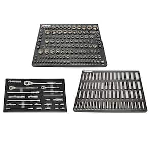 1/4 in., 3/8 in. and 1/2 in. Mechanics Tool Set with EVA Storage Trays (222-Piece)