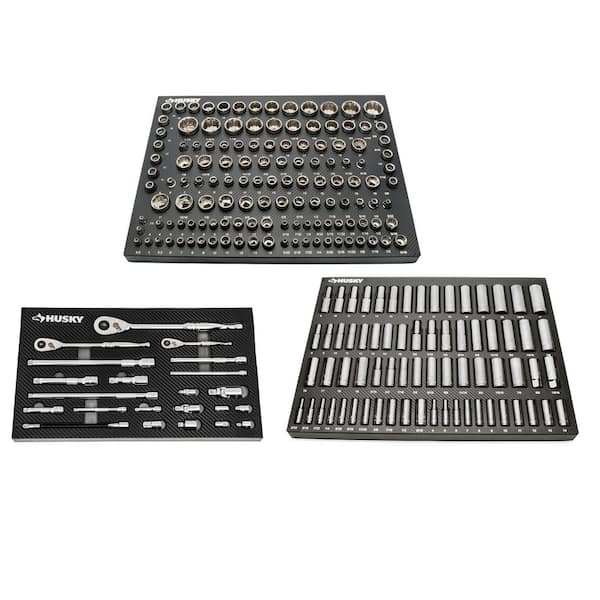 Husky 1/4 in., 3/8 in. and 1/2 in. Mechanics Tool Set with EVA Storage Trays (222-Piece)