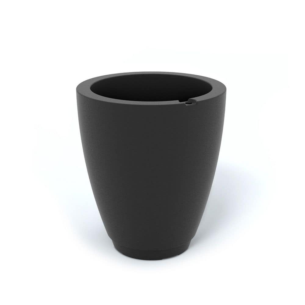 Caprio 18" Tall Black Round Self-Watering Planter for Outdoor Spaces