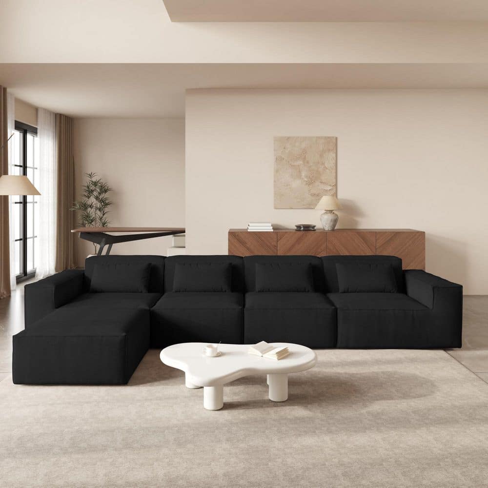 Magic Home Deep Seat 149 in. Square Arm Cloud Fleece Fabric 4