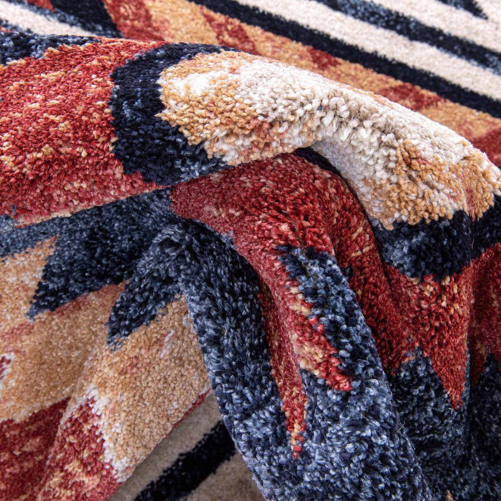 Crimson and Blue Southwestern Tribal Rectangular Rug