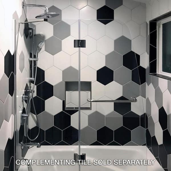 Buy Textile Basic Hex Black 8 58 In X 9 78 In Porcelain Floor And Wall Tile 115 Sq Ft 0151