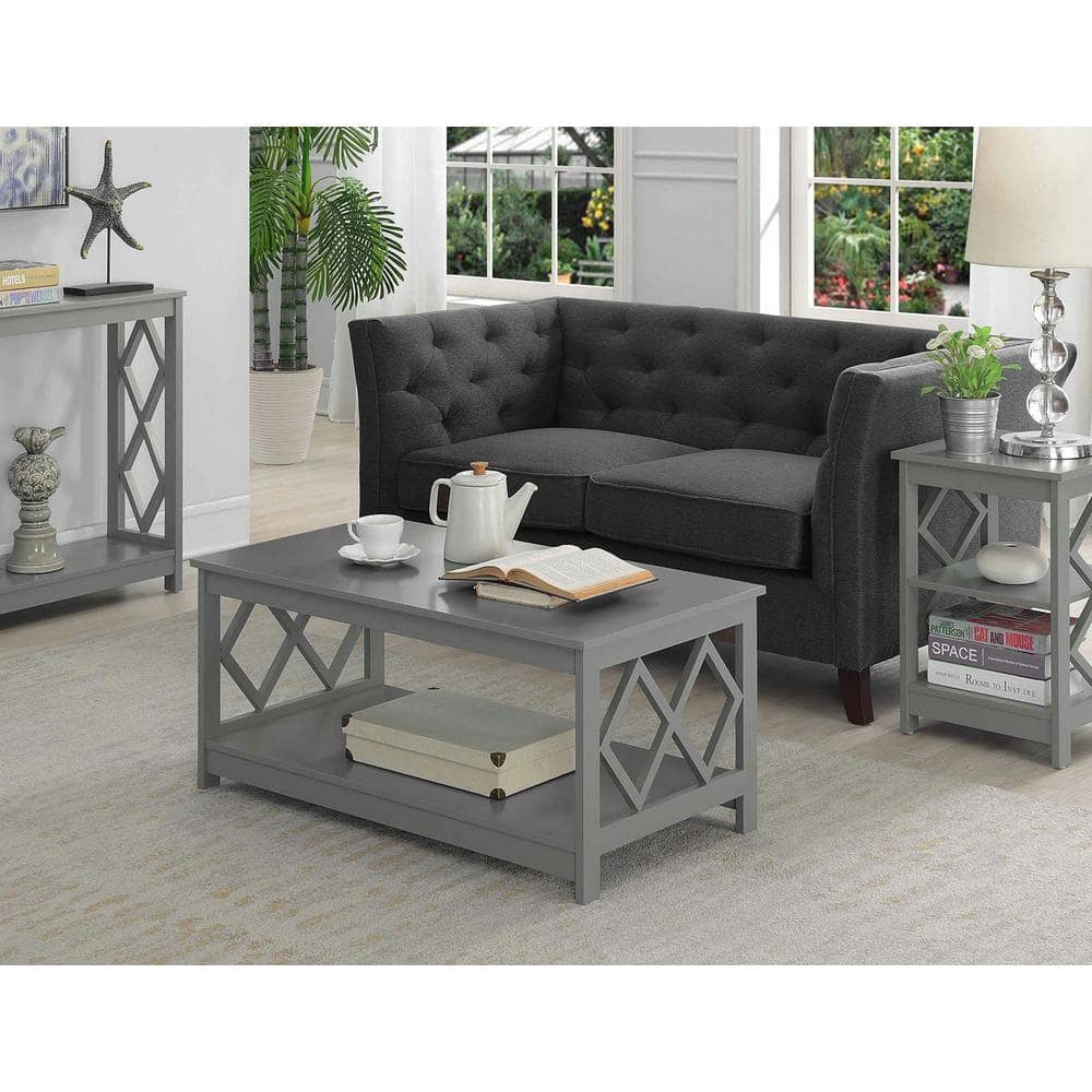 Contemporary Diamond-Cut 40" Gray Melamine Coffee Table