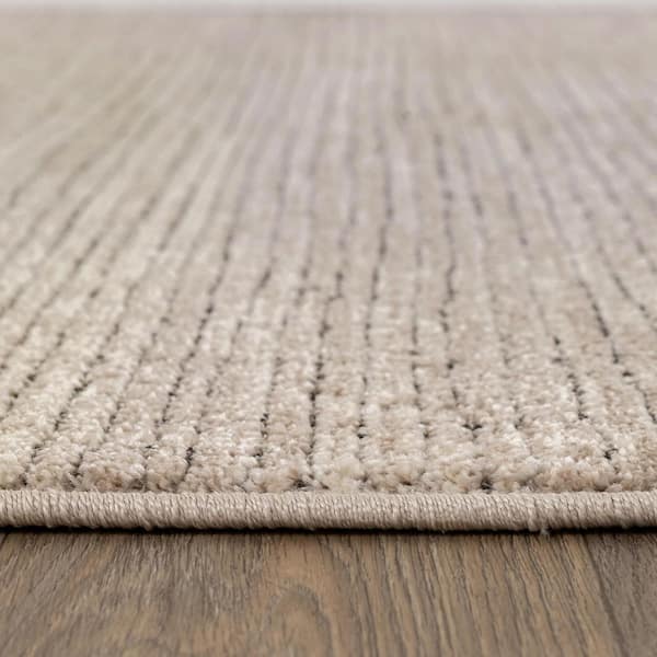 Striped Abxture Linen Indoor High-Low Area Rug 4 ft. x 6 ft. Beige