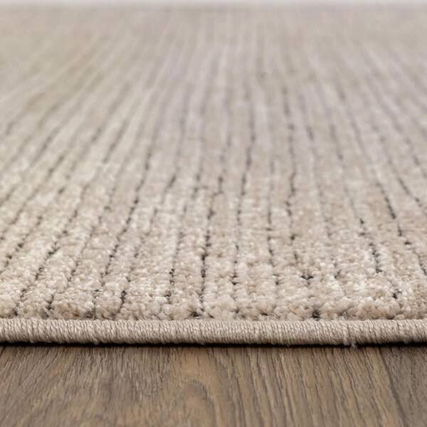 Striped Abxture Linen Indoor High-Low Area Rug 5 ft. x 7 ft. Beige