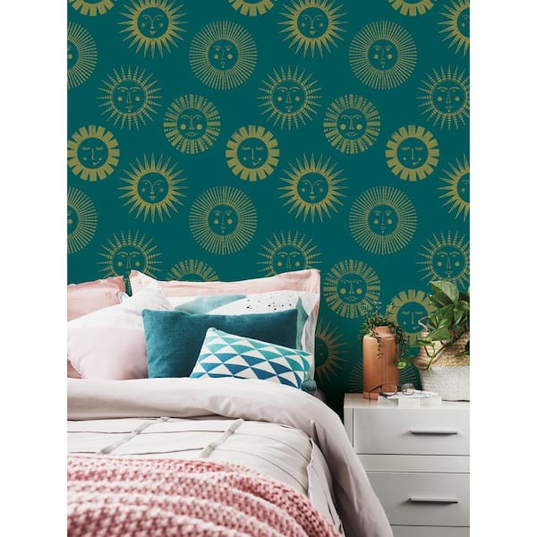 Teal Konark Vinyl Peel and Stick Wallpaper