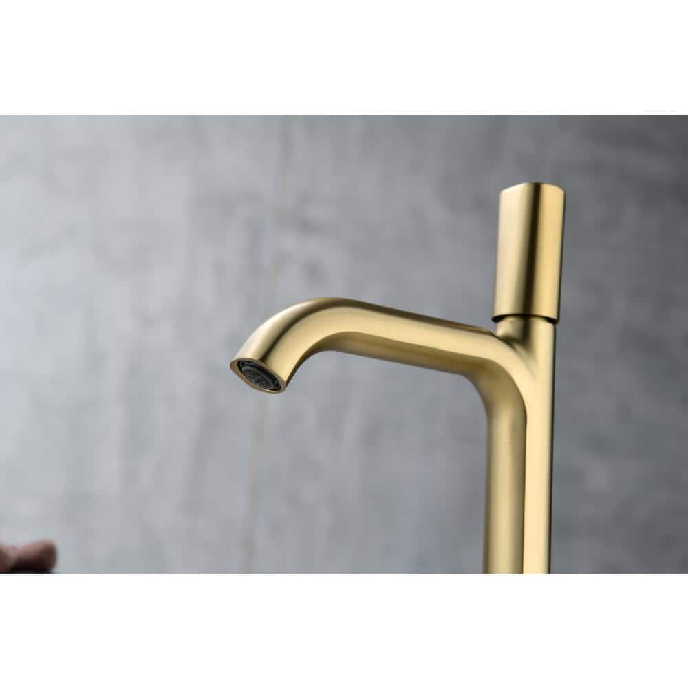 Brushed Gold Brass Single Handle Bathroom Faucet