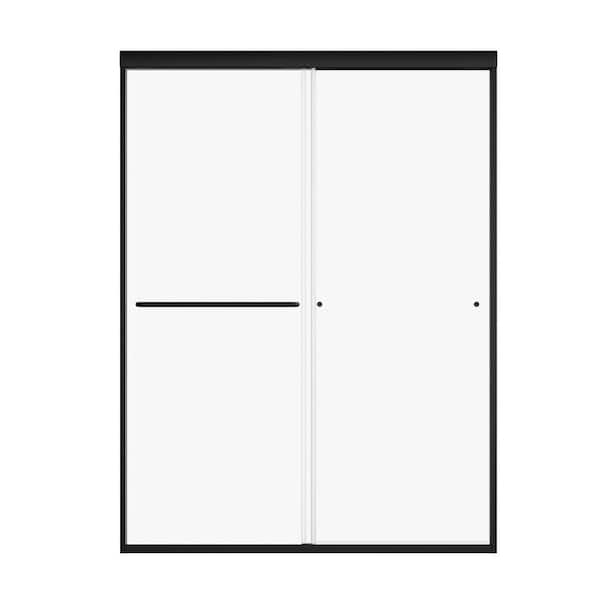 TCYO 60 in. W x 72 in. H Sliding Framed Shower Door in Matte Black Finish with Clear Glass
