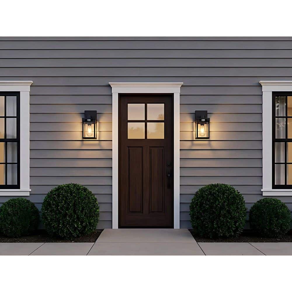 Motion Sensor Solar Wall Light (2-Pack) Dusk to Dawn Porch Sconces with 3 Lighting Modes Black Outdoor Lantern for Patio price history on PriceWatchPro