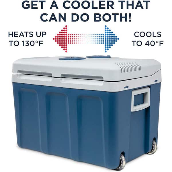 Ivation Electric Cooler & Warmer with Wheels |48 Quart (45 L) Portable Thermoelectric Fridge| Includes Carry Handle, 110v AC Home Power Cord & 12V Car