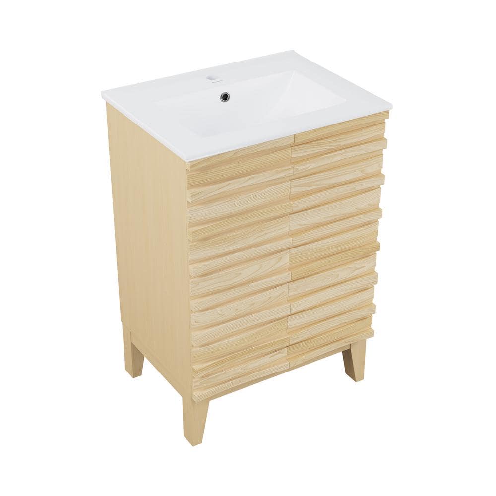 Cascade 24" Natural Oak Freestanding Bathroom Vanity