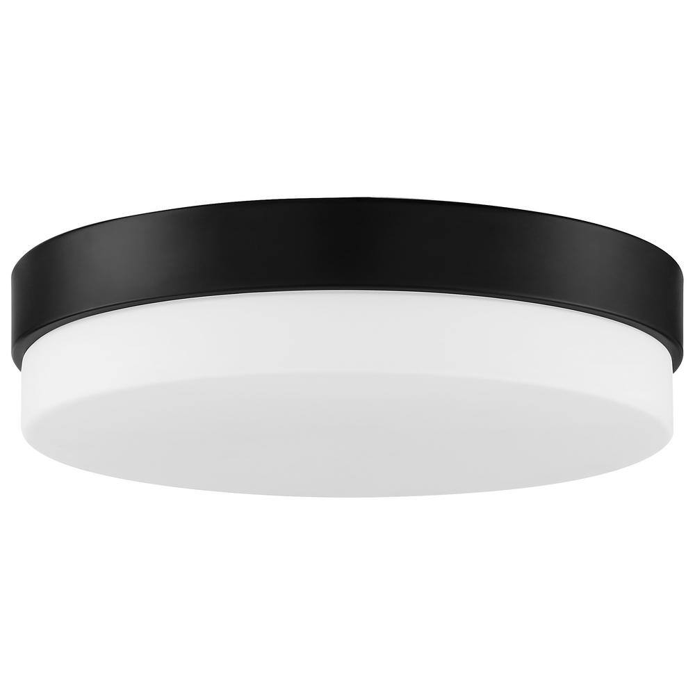 Roma Matte Black and Opal Glass LED Flush Mount Light