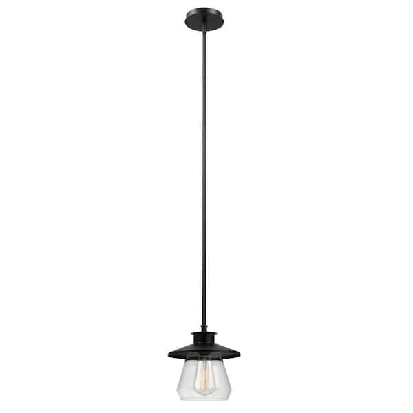 Globe Electric Nate 1-Light Oil Rubbed Bronze Pendant With Clear Glass Shade