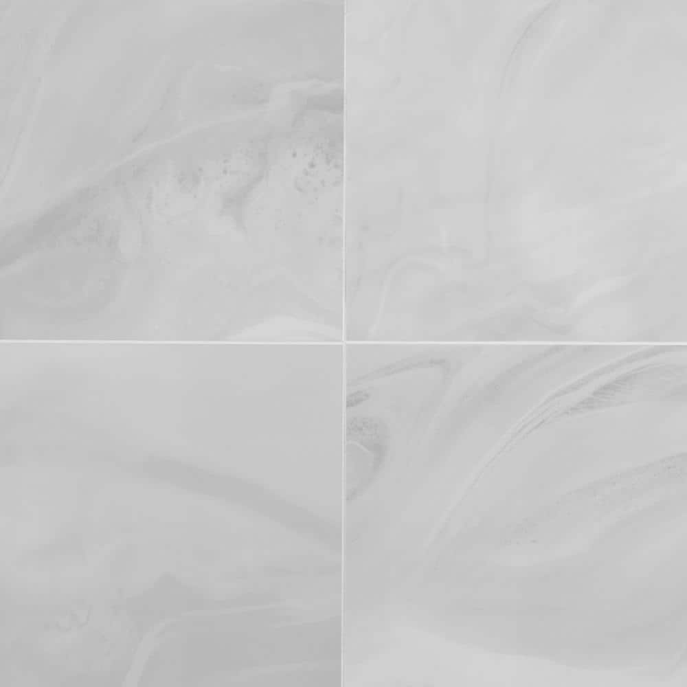 Augusta 24" x 48" Polished White Porcelain Marble Look Tile