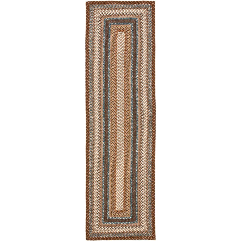 SAFAVIEH Braided Brown/Multi 2 ft. x 8 ft. Border Runner Rug BRD313A-28 ...