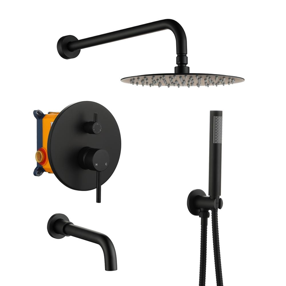Wall Mount 10 in. Single Handle 1-Spray Tub and Shower Faucet 1.8 GPM in. M