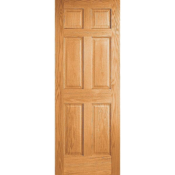 JELD-WEN 36 in. x 80 in. Oak Unfinished 6-Panel Wood Interior Door Slab