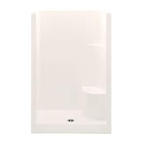 Everyday 48 in. x 33.5 in. x 72 in. 1-Piece Shower Stall with Right Seat and Center Drain in Biscuit