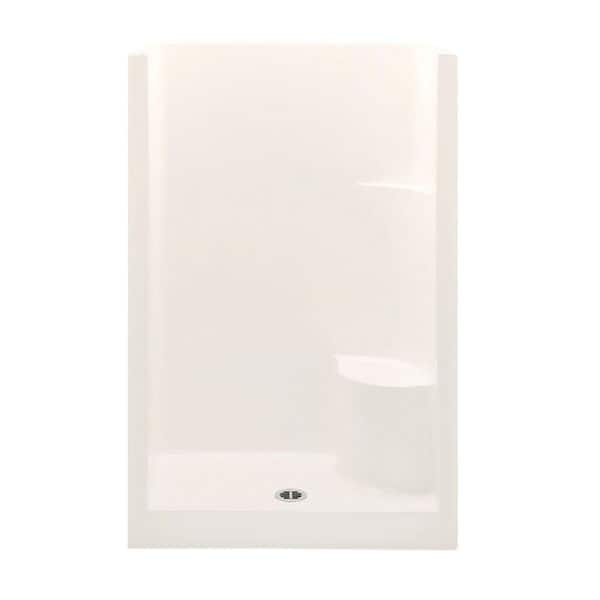 Aquatic Everyday 48 in. x 33.5 in. x 72 in. 1-Piece Shower Stall with Right Seat and Center Drain in Biscuit
