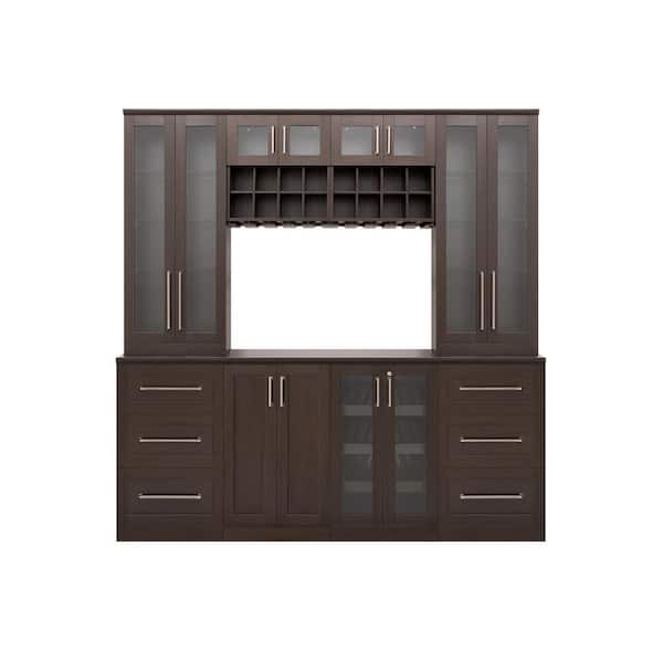 NewAge Products Home Bar 21 in. Espresso Cabinet Set (9-Piece)