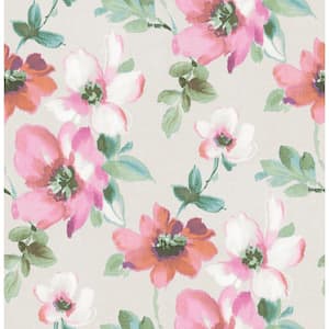 A-Street Prints Marilla Pink Watercolor Floral Paper Strippable