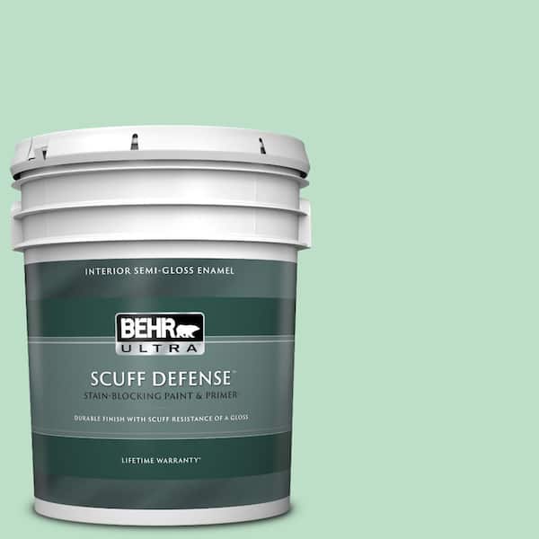 BEHR ULTRA 5 gal. #470C-3 Spirited Green Extra Durable Semi-Gloss Enamel Interior Paint & Primer