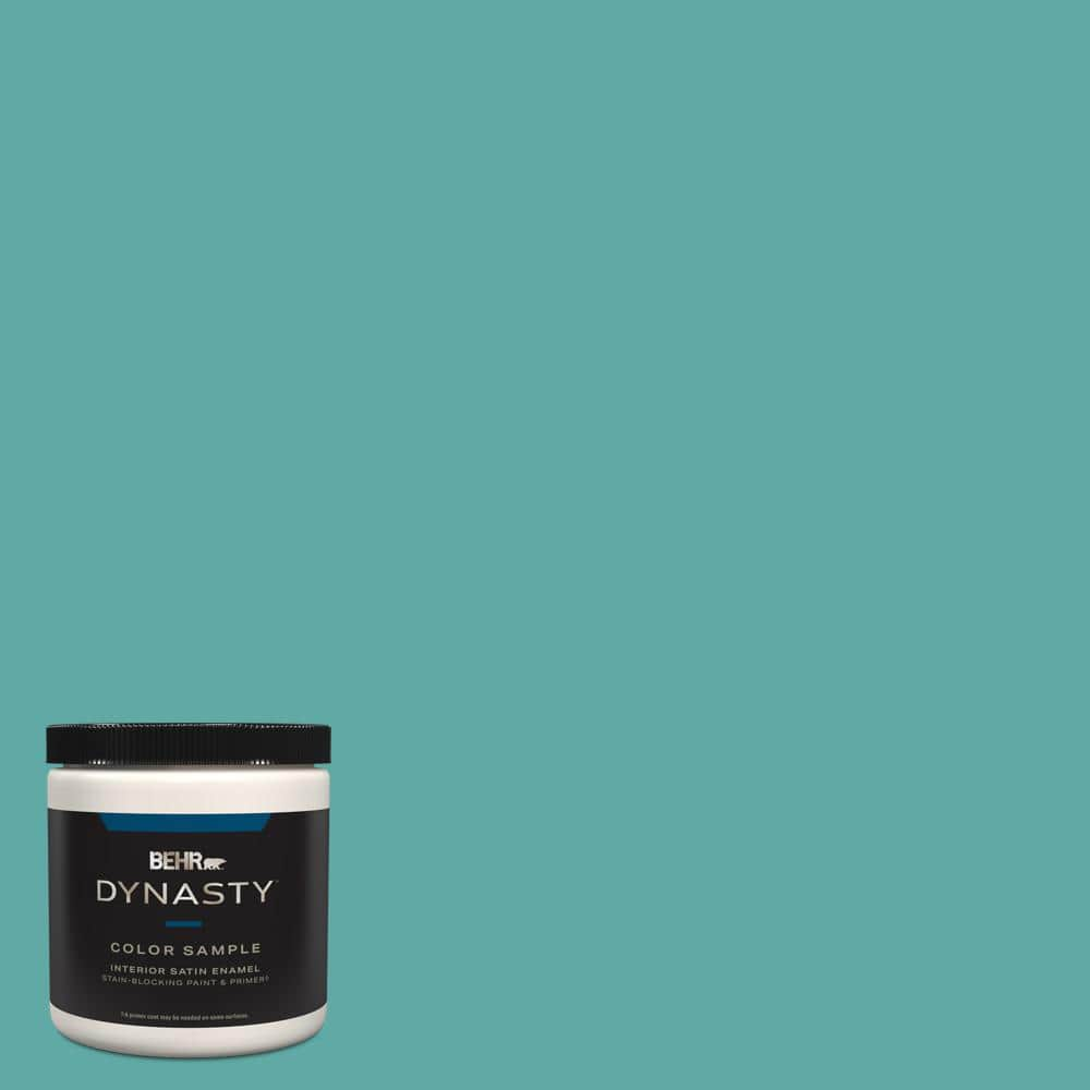 BEHR DYNASTY 8 oz. #500D-5 Teal Zeal Satin Enamel Stain-Blocking ...