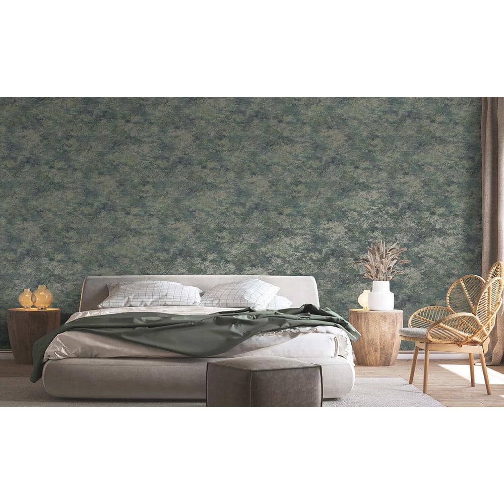 Teal and Navy Textured Distressed Metallic Wallpaper