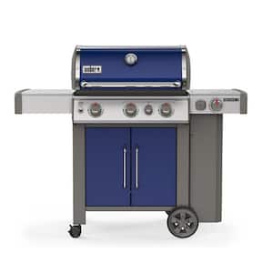 Genesis II E-335 3-Burner Liquid Propane Gas Grill in Deep Ocean Blue with Built-In Thermometer and Side Burner
