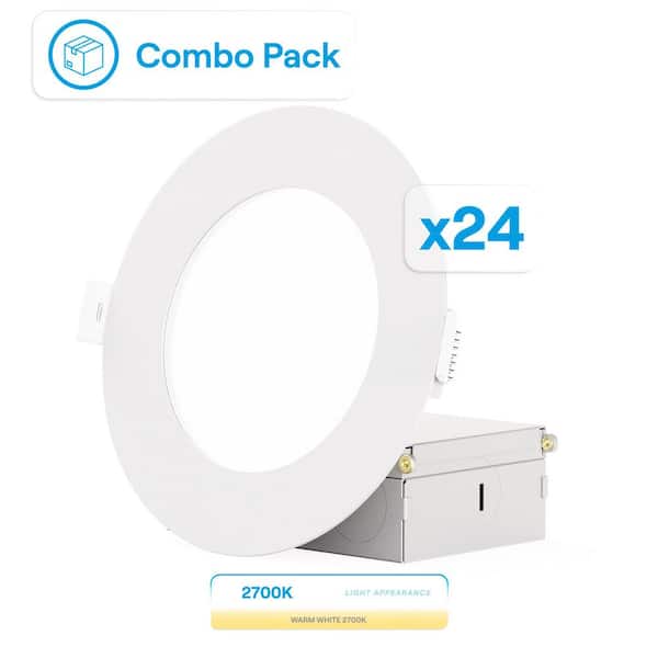 4 in. 2700K IC Rated New Construction Canless 65-Watt Equivalent Integrated LED Recessed Lighting Kit 24-Pack
