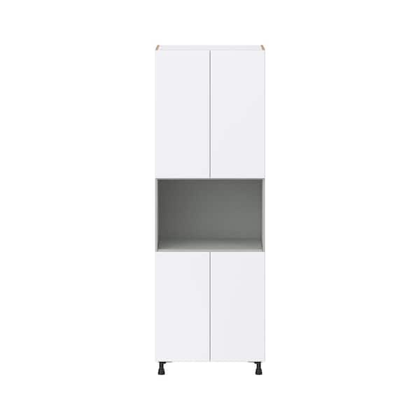 J COLLECTION Fairhope Bright White Slab Assembled Pantry Micro/Oven Kitchen Cabinet (30 in. W x 89.5 in. H x 24 in. D)