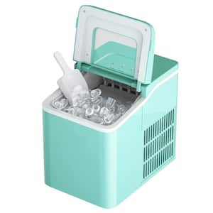 26 lb. Portable Ice Maker in Green with Ice Scoop and Detachable Basket