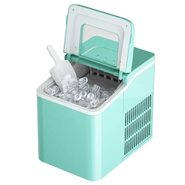 WELLFOR 26 lb. Portable Ice Maker in Green with Ice Scoop and Detachable Basket