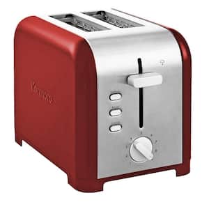 2-Slice Toaster, RedStainless Steel, Extra Wide Slots, Bagel, Defrost, 9 Shade Settings