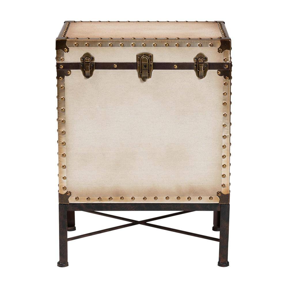 Laura 18.8 in. White Rectangle Canvas End Table with Lift-Top - thumbnail 4