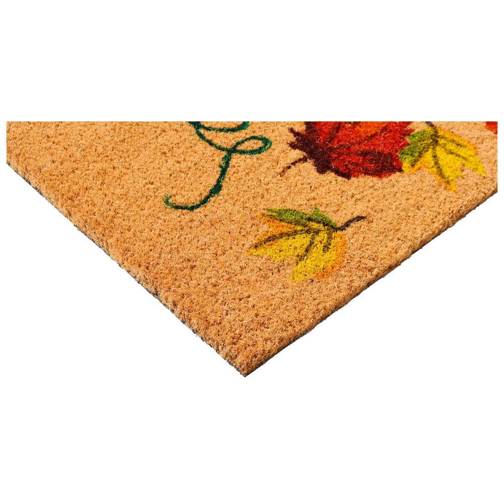 Nature's Bounty Multicolor Coir Outdoor Doormat with Pumpkin Design