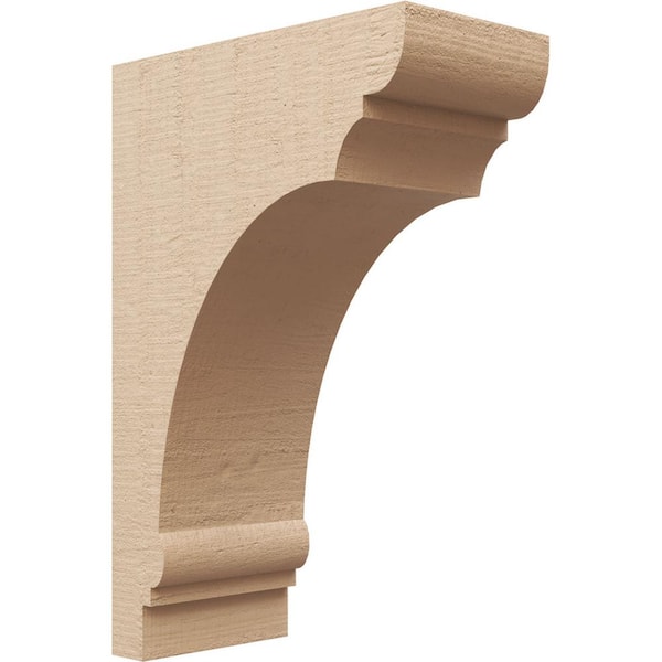 Ekena Millwork Classic Series 2 7 in. x 14 in. x 21 in. Hughes Rough Cedar Woodgrain Timberthane Polyurethane Corbel in Primed Tan