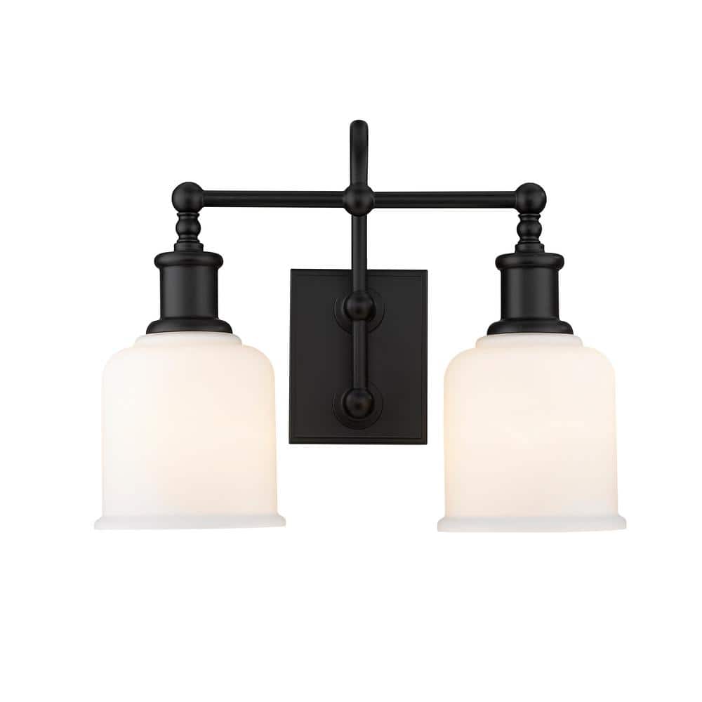 Bryant Matte Black and Opal Glass 2-Light Vanity Sconce