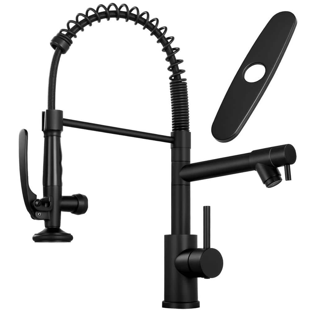 Single Handle Pull Down Sprayer Kitchen Faucet with 2-Spout in Matte Black price history on PriceWatchPro