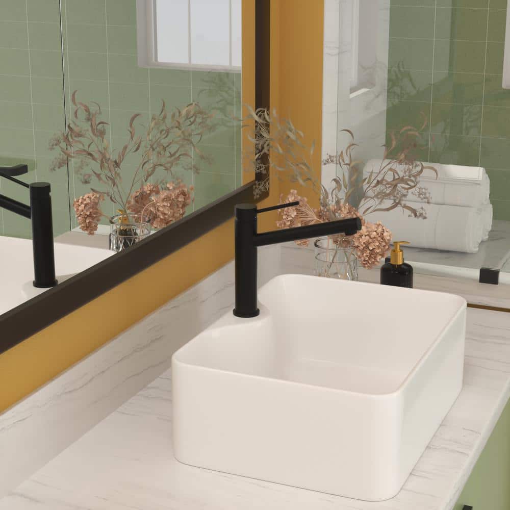 16" x 12" White Ceramic Rectangular Bathroom Vessel Sink