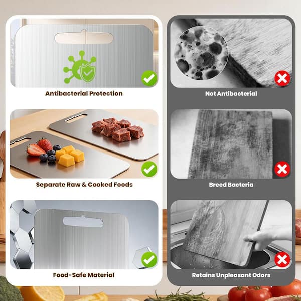 3-Pieces Sided Food Grade Rust Titanium Cutting Board 11.8 x 7.8 13.8 x 9.4 18 x 11.8 in. Durable, Sanitary Kitchen Tool