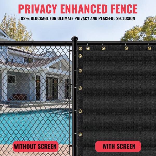 SEALTECH 8-ft H x Black Non-Recycled Polypropylene Chain Link Fence Screen