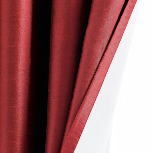 Home Curtains Hudson Woven Check Fully Lined 45w x 72d (114x183cm) Red  Eyelet Curtains (PAIR)